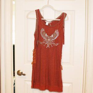 MURMUR Embellished Rust Color Tank Dress with Corseted Sides Size L NWT